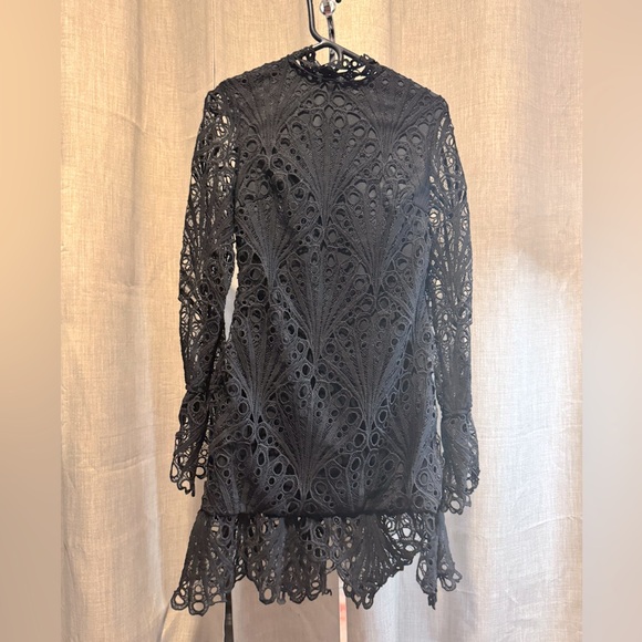 Black Lace High Neck Long Sleeve Dress Medium - Picture 2 of 2